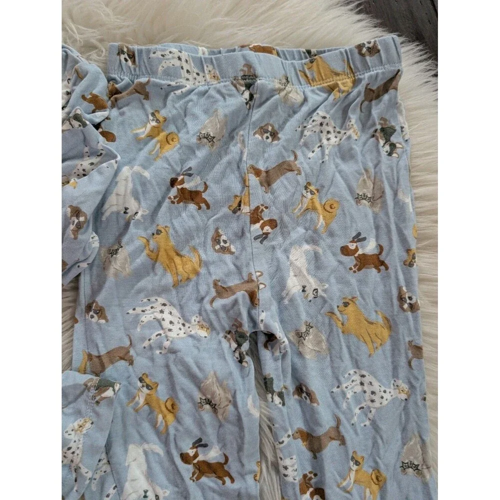 Milkberry Bamboo Doggy Light Blue Kids Pajama Set with Playful Dog Print 4T